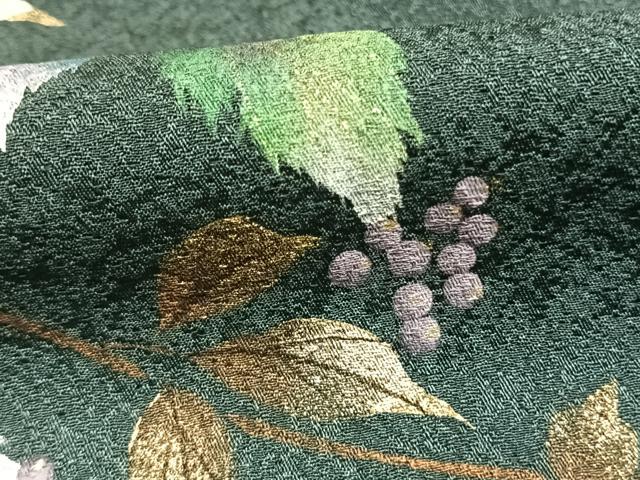 平和屋着物●和紙染染色作家・植村彩弘　訪問着　手描き　葡萄枝葉文　暈し染め　金彩　やまと誂製　正絹　逸品　AABH0523fy