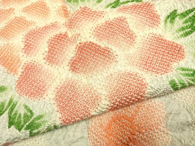 平和屋着物●豪華振袖　総絞り　草花文　正絹　逸品　AABH0518fy