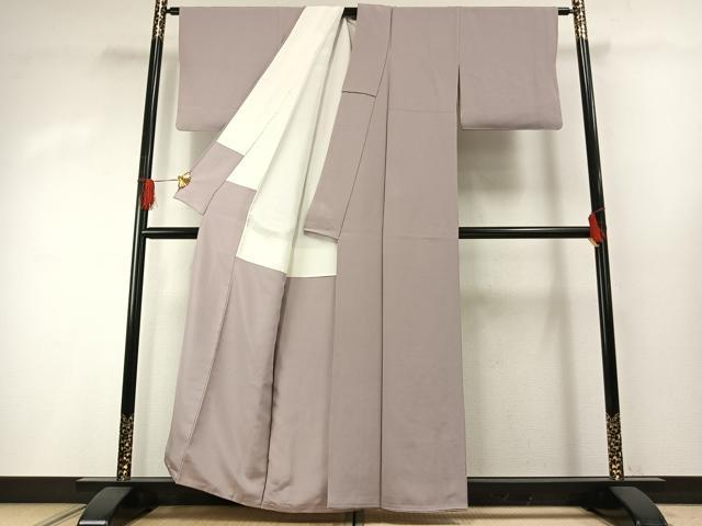 平和屋着物●上質な色無地　灰桜色　正絹　逸品　AABH0505fy