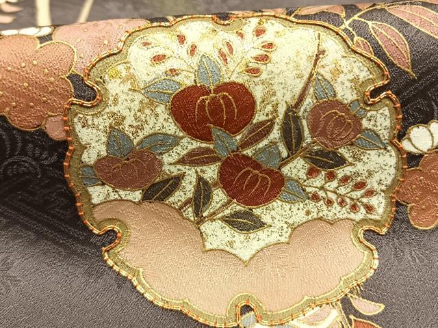 平和屋着物●訪問着　駒刺繍　雪輪熨斗花文　金銀彩　正絹　逸品　AABH0527fy