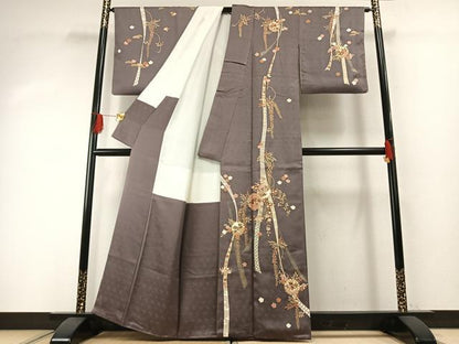 平和屋着物●訪問着　駒刺繍　雪輪熨斗花文　金銀彩　正絹　逸品　AABH0527fy