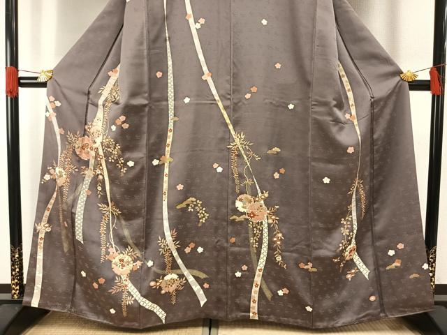 平和屋着物●訪問着　駒刺繍　雪輪熨斗花文　金銀彩　正絹　逸品　AABH0527fy