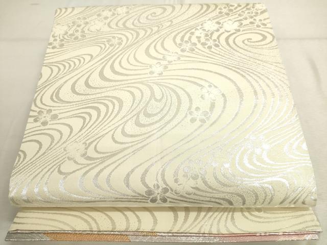 平和屋着物◎両面　六通柄袋帯　唐織　飛鶴文　金銀糸　正絹　逸品　DABD2774cd