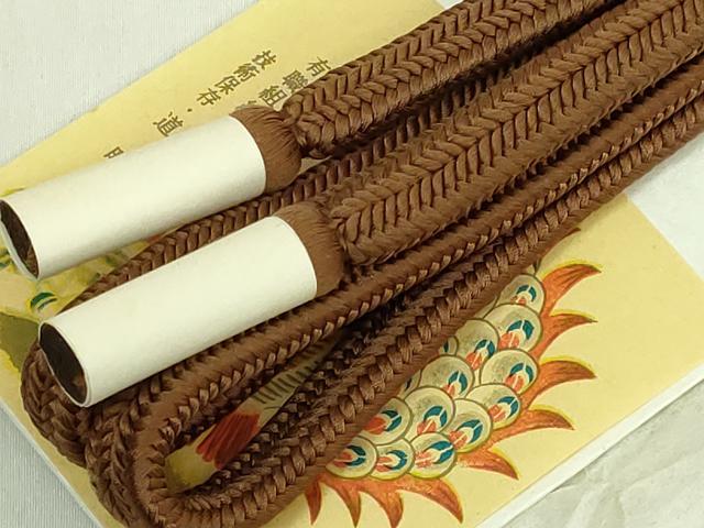 平和屋着物●極上　有職組紐道明　帯締め　冠組　茶色　宮内庁御用　国立博物館御用　東京芸術大学御用　逸品　未使用　DZAA11827kh6
