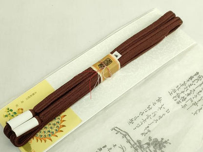 平和屋着物●極上　有職組紐道明　帯締め　冠組　茶色　宮内庁御用　国立博物館御用　東京芸術大学御用　逸品　未使用　DZAA11823kh6