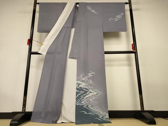 平和屋着物＊夏物 訪問着 絽 流水文 暈し染め 正絹 逸品 AABG9233jd