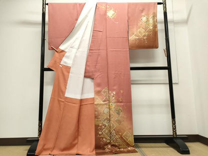 平和屋着物■訪問着 吉祥花文 暈し染め 金銀彩 正絹 逸品 CABE4081ou