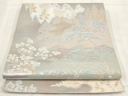 平和屋着物◎西陣　六通柄袋帯　古都みやび　錦引箔　金銀糸　正絹　逸品　AABH1137wj