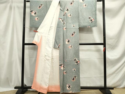 平和屋着物■上質な小紋 花丸文 たたき染め 正絹 逸品 DABB6683ea