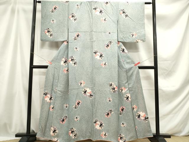 平和屋着物■上質な小紋 花丸文 たたき染め 正絹 逸品 DABB6683ea