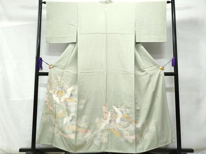 平和屋着物■豪華色留袖 作家物 飛鶴吉祥熨斗枝松葉文 金彩 正絹 逸品 CABD1960fb