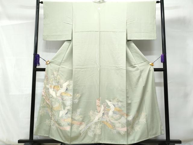 平和屋着物■豪華色留袖 作家物 飛鶴吉祥熨斗枝松葉文 金彩 正絹 逸品 CABD1960fb