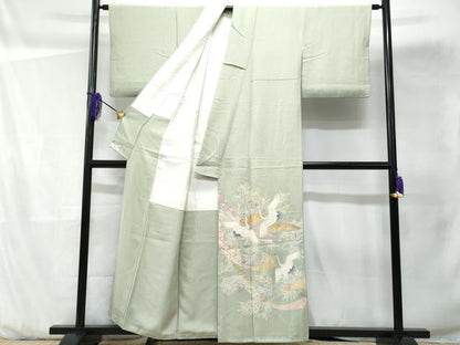 平和屋着物■豪華色留袖 作家物 飛鶴吉祥熨斗枝松葉文 金彩 正絹 逸品 CABD1960fb