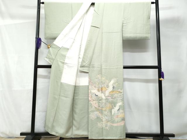 平和屋着物■豪華色留袖 作家物 飛鶴吉祥熨斗枝松葉文 金彩 正絹 逸品 CABD1960fb