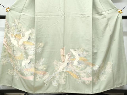平和屋着物■豪華色留袖 作家物 飛鶴吉祥熨斗枝松葉文 金彩 正絹 逸品 CABD1960fb