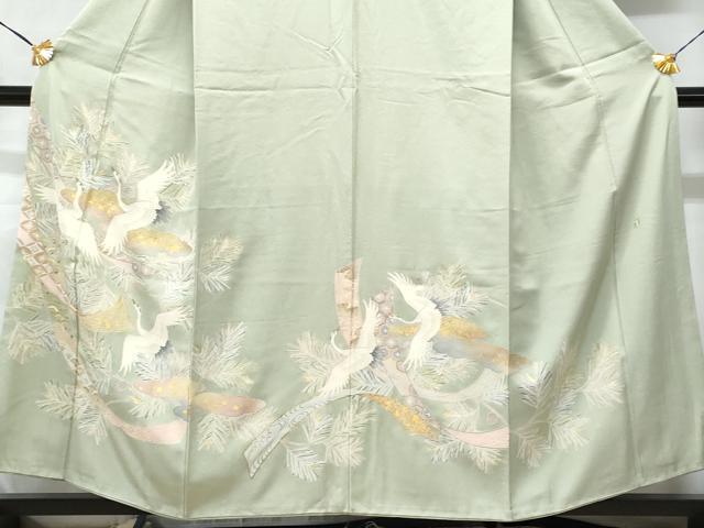 平和屋着物■豪華色留袖 作家物 飛鶴吉祥熨斗枝松葉文 金彩 正絹 逸品 CABD1960fb