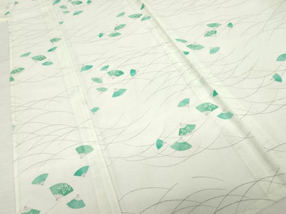 平和屋着物＊夏物 小紋 絽 舞扇芝文 洗える着物 未使用 AABH1935ck