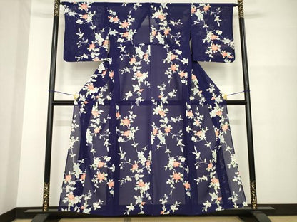 平和屋着物＊夏物 小紋 絽 枝花文 正絹 逸品 未使用 AABH2082ck