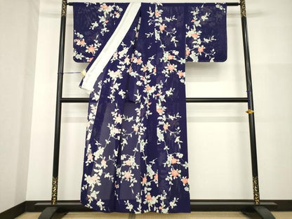 平和屋着物＊夏物 小紋 絽 枝花文 正絹 逸品 未使用 AABH2082ck
