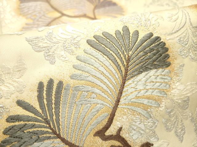 平和屋着物●六通柄袋帯　唐織　松葉　金銀糸　正絹　逸品　DABD0924op