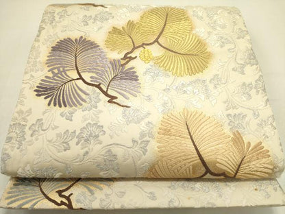 平和屋着物●六通柄袋帯　唐織　松葉　金銀糸　正絹　逸品　DABD0924op