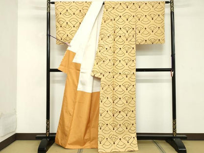 平和屋着物■上質な紬 扇文 正絹 逸品 DABD2816xg