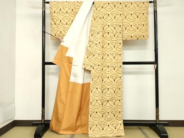 平和屋着物■上質な紬 扇文 正絹 逸品 DABD2816xg