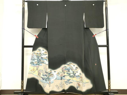 平和屋着物■豪華黒留袖 作家物 渡橋風景文 暈し染め 金彩 正絹 逸品 DABD2842cd