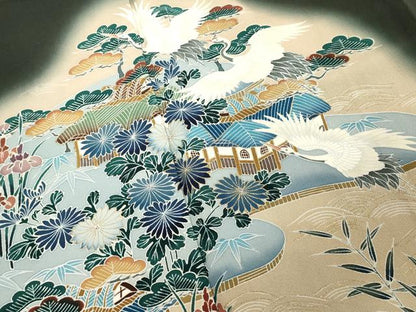 平和屋着物■豪華黒留袖 作家物 渡橋風景文 暈し染め 金彩 正絹 逸品 DABD2842cd