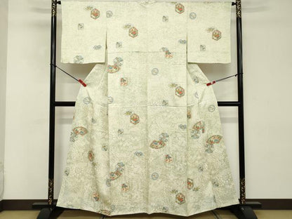 平和屋着物■上質な小紋 地紙花文 金彩 正絹 逸品 DABD2833cd