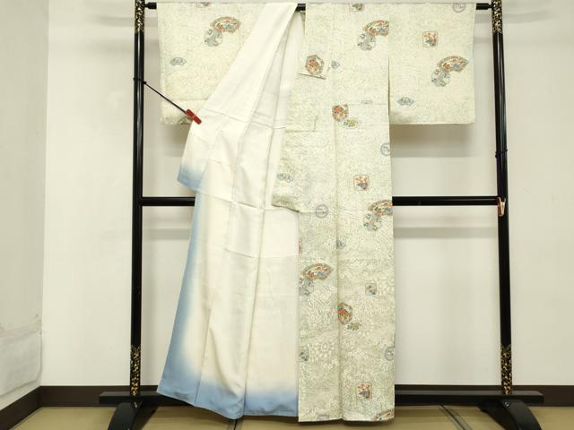 平和屋着物■上質な小紋 地紙花文 金彩 正絹 逸品 DABD2833cd