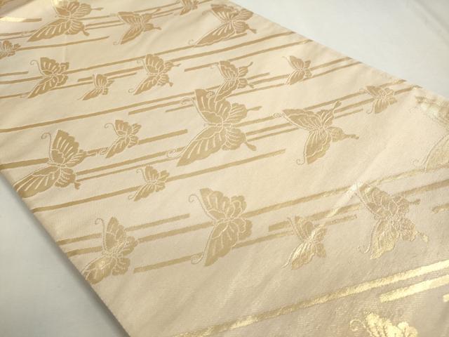 平和屋着物◎両面六通柄袋帯 束ね熨斗草花文 金糸 正絹 逸品 DABC2855ud