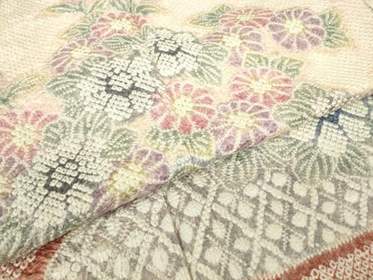 平和屋着物●名門　藤娘きぬたや・総絞り　訪問着　霞取花文　正絹　逸品　DABC3653az