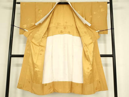 平和屋着物●長襦袢　無双仕立て　蔦の葉地紋　柑子色　正絹　逸品　DABC3677az