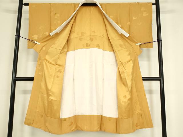 平和屋着物●長襦袢　無双仕立て　蔦の葉地紋　柑子色　正絹　逸品　DABC3677az