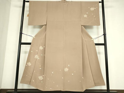 平和屋着物●訪問着　刺繍　枝梅文　金糸　正絹　逸品　DABC3659az