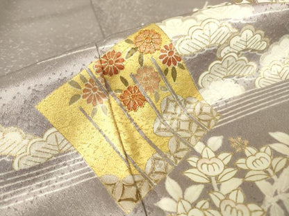 平和屋着物●訪問着　駒刺繍　源氏香花文　金彩　正絹　逸品　DABC3657az