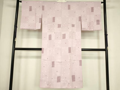 平和屋着物●長襦袢　無双仕立て　市松舞桜文　やまと誂製　正絹　逸品　DABC3685az