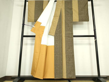 平和屋着物●本場大島紬　更紗花間道　正絹　逸品　DABC3670az