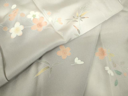 平和屋着物●長襦袢　無双仕立て　霞花文　暈し染め　正絹　逸品　未使用　DABC3688az
