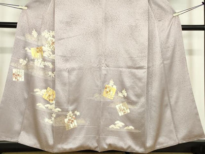 平和屋着物●訪問着　駒刺繍　源氏香花文　金彩　正絹　逸品　DABC3657az
