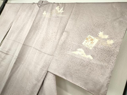 平和屋着物●訪問着　駒刺繍　源氏香花文　金彩　正絹　逸品　DABC3657az
