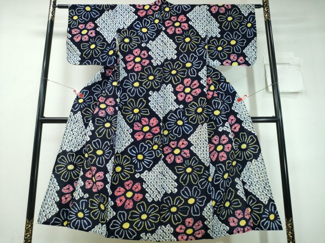 平和屋着物∴夏物 浴衣 有松鳴海絞り 舞花文 綿 逸品 CABD2689ng
