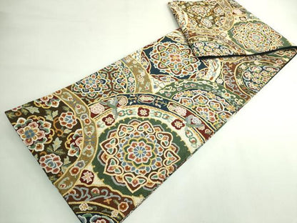 平和屋本店●最高級　中国三大刺繍　総相良刺繍　総刺繍　袋帯　200万粒　総詰め　正倉院花鳥文　金糸　逸品　DZAB5708kh6