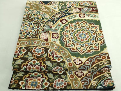 平和屋本店●最高級　中国三大刺繍　総相良刺繍　総刺繍　袋帯　200万粒　総詰め　正倉院花鳥文　金糸　逸品　DZAB5708kh6