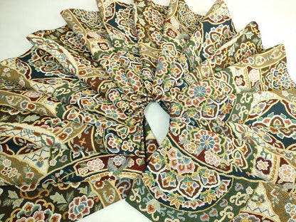 平和屋本店●最高級　中国三大刺繍　総相良刺繍　総刺繍　袋帯　200万粒　総詰め　正倉院花鳥文　金糸　逸品　DZAB5708kh6