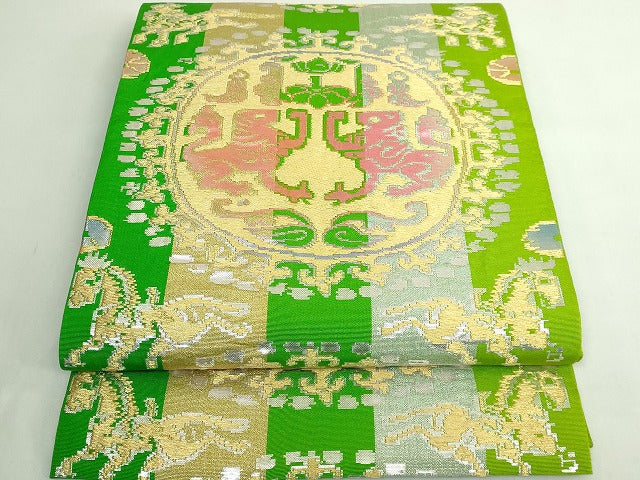 平和屋本店●最高級　龍村平蔵製　六通柄　本袋帯　円文白虎錦　金銀糸　逸品　DZAB5732kh6