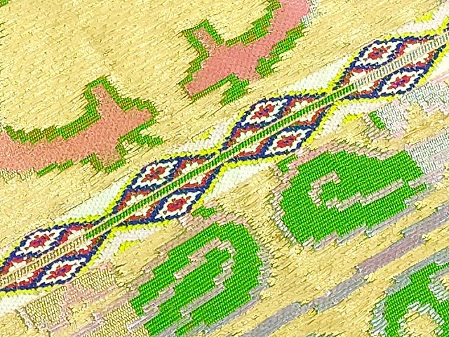 平和屋本店●最高級　龍村平蔵製　六通柄　本袋帯　円文白虎錦　金銀糸　逸品　DZAB5732kh6