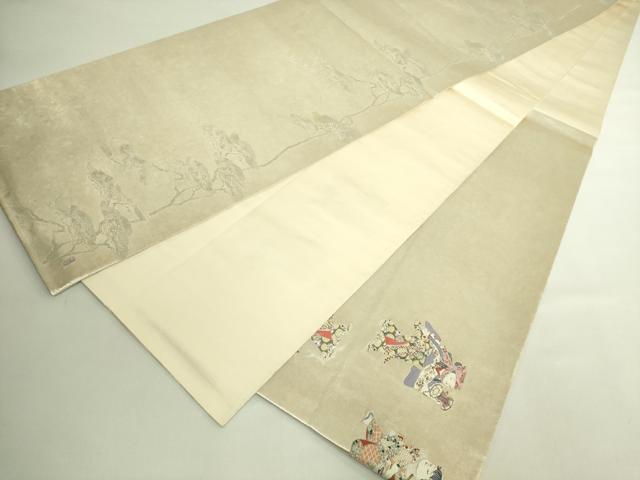 平和屋着物●極上　加賀友禅の巨匠　初代　由水十久　西陣　長嶋成織物　ながしま帯　太鼓柄袋帯　松韻　瀞銀錦　逸品　DZAB5765kh6