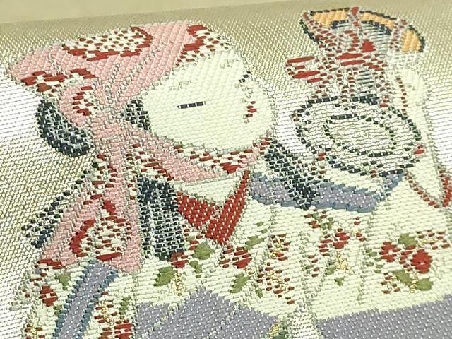 平和屋着物●極上　加賀友禅の巨匠　初代　由水十久　西陣　長嶋成織物　ながしま帯　太鼓柄袋帯　松韻　瀞銀錦　逸品　DZAB5765kh6